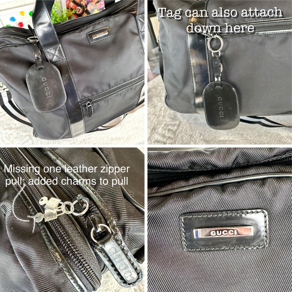 Gucci Black Travel Duffel Bag with Leather Trim - Picture 11 of 16